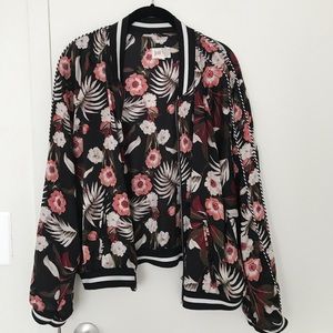 Printed satin bomber jacket